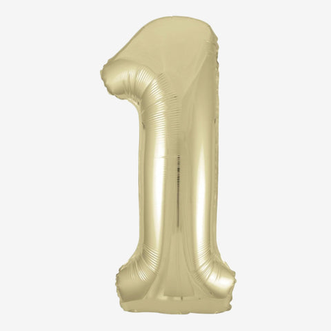 34" White Gold Number Balloons