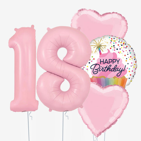 Cupcake Birthday & Number Balloons - Box Balloons