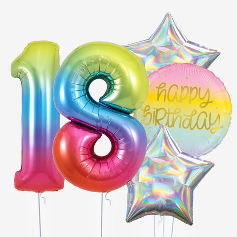 Rainbow Birthday & Number Balloons | Box Balloons | Next-Day Balloon Delivery
