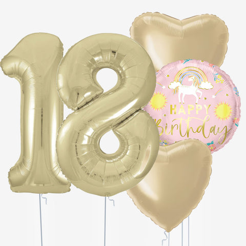 Golden Unicorn & Number Balloons | Box Balloons | Next-Day Balloon Delivery