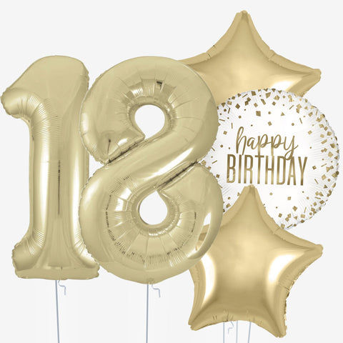 White Gold Birthday & Number Balloons | Box Balloons | Next-Day Balloon Delivery