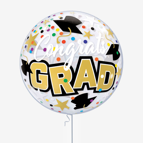 Congrats Grad Stars Bubble Balloon - Box Balloons