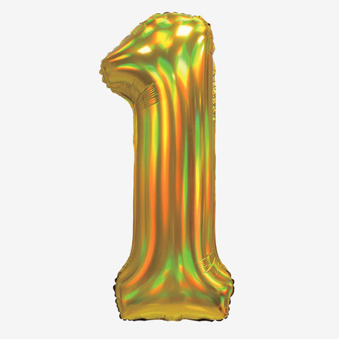 30" Iridescent Gold Number Balloons | Box Balloons | Next-Day Balloon Delivery