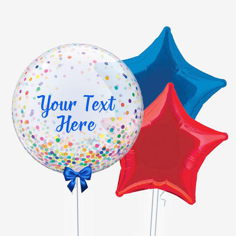 Personalised Colourful Confetti Bubble Balloon - Box Balloons