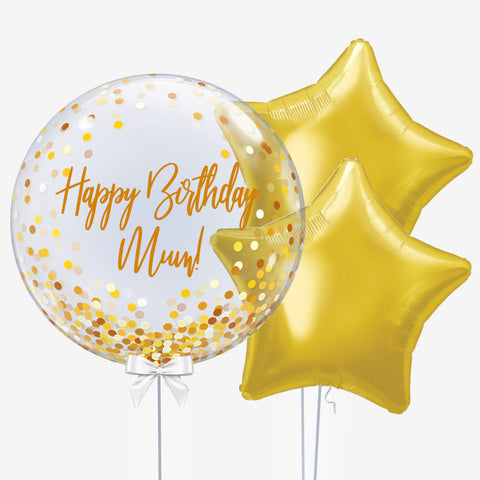 Personalised Gold Glitter Bubble Balloon | Box Balloons | Next-Day Balloon Delivery