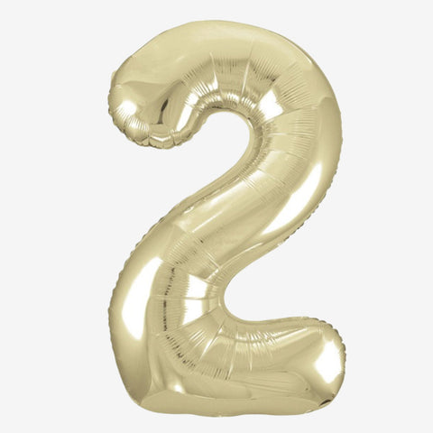 34" White Gold Number Balloons