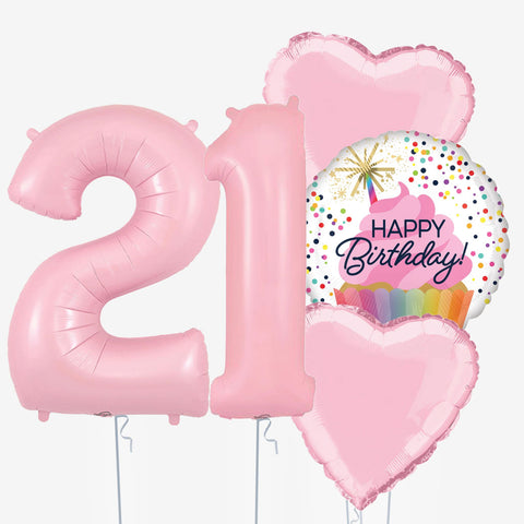 Cupcake Birthday & Number Balloons - Box Balloons