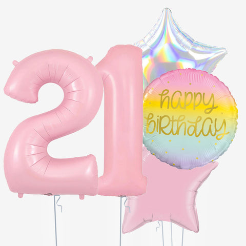 Pastel Pink Birthday Number Balloons - Box Balloons