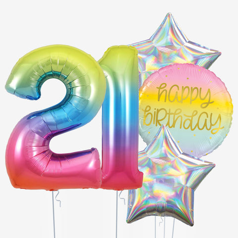 Rainbow Birthday & Number Balloons | Box Balloons | Next-Day Balloon Delivery
