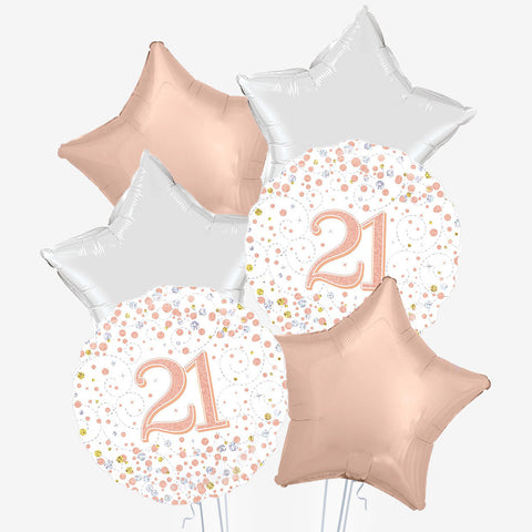 Rose Gold & White Age Balloons - Box Balloons