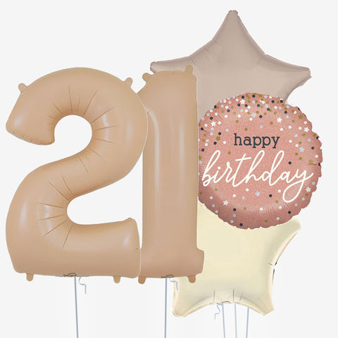 Satin Cream Stars & Number Balloons - Box Balloons