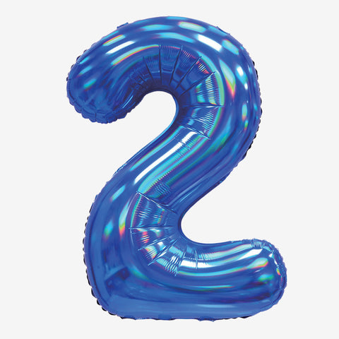 30" Blue Iridescent Number Balloons | Box Balloons | Next-Day Balloon Delivery