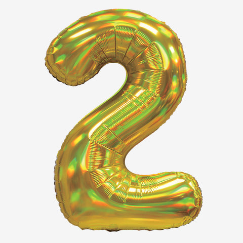 30" Iridescent Gold Number Balloons | Box Balloons | Next-Day Balloon Delivery