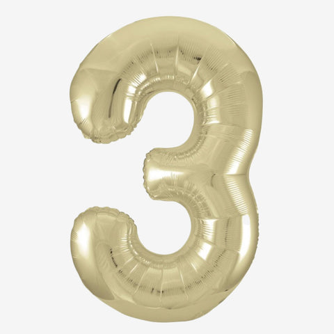 34" White Gold Number Balloons