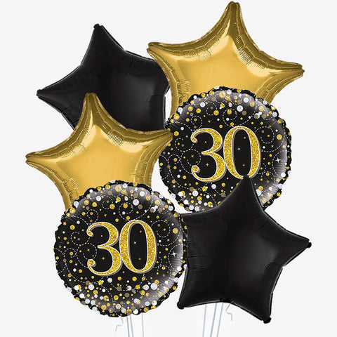 Black & Gold Age Balloons - Box Balloons