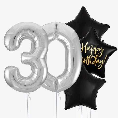 Midnight Star & Number Balloons - Box Balloons