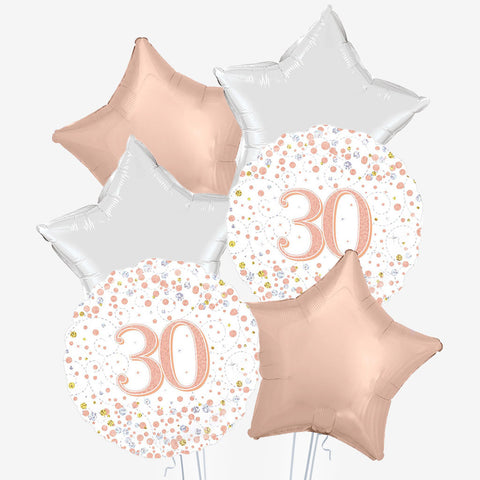 Rose Gold & White Age Balloons - Box Balloons