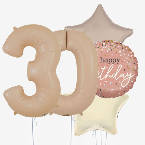 Satin Cream Stars & Number Balloons - Box Balloons