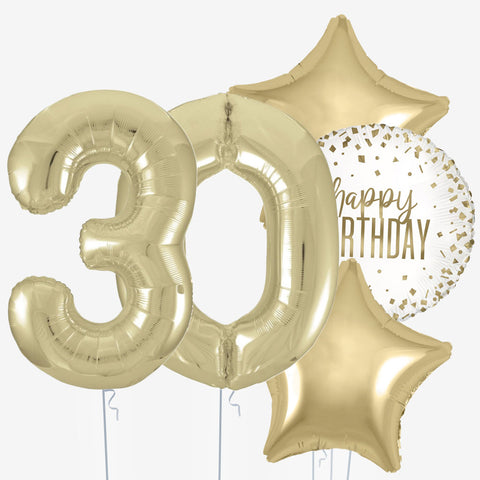 White Gold Birthday & Number Balloons | Box Balloons | Next-Day Balloon Delivery