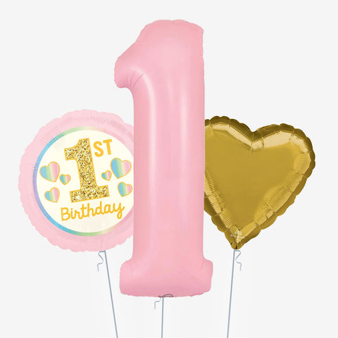 1st Birthday Pink Balloons - Box Balloons
