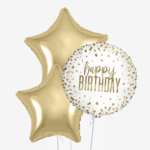 White Gold Birthday & Number Balloons | Box Balloons | Next-Day Balloon Delivery