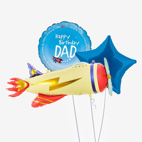 Aeroplane Dad Birthday Balloons - Box Balloons