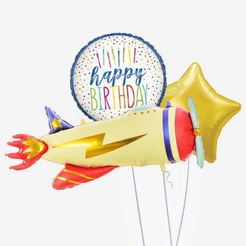 Vintage Aeroplane Birthday Balloons | Box Balloons | Next-Day Balloon Delivery