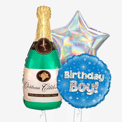 Birthday Boy Champagne Balloons - Box Balloons