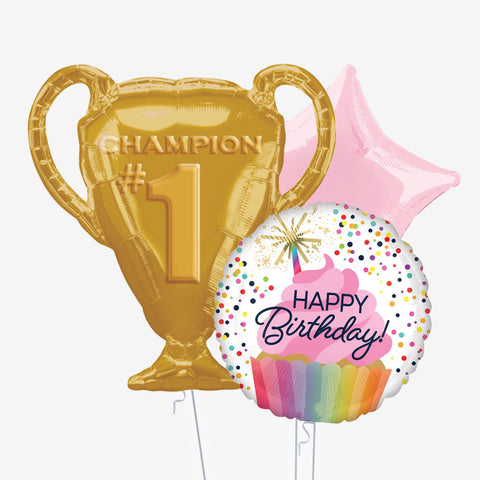 Birthday Trophy Cupcake Balloons | Box Balloons | Next-Day Balloon Delivery