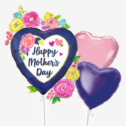 Mother's Day Floral Heart Balloons | Box Balloons | Next-Day Balloon Delivery