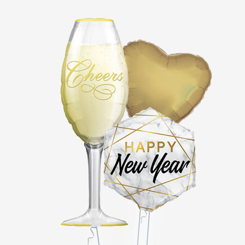 Happy New Year Fizz & Hearts Balloons - Box Balloons