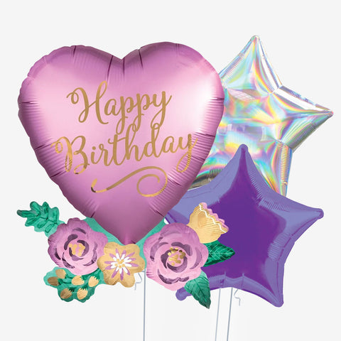 Happy Birthday Purple Heart Balloons