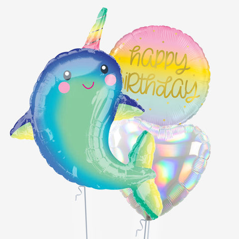 Narwhal Birthday Balloons | Box Balloons | Next-Day Balloon Delivery