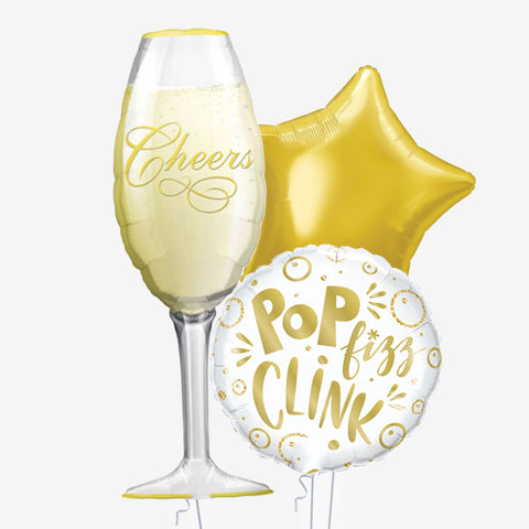 Pop, Fizz & Clink Cheers Balloons | Box Balloons | Next-Day Balloon Delivery