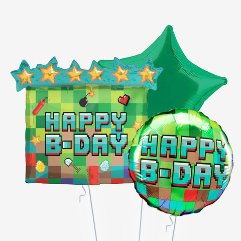 Pixel Party Birthday Balloons - Box Balloons