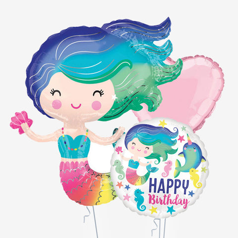 Rainbow Mermaid Birthday Balloons - Box Balloons