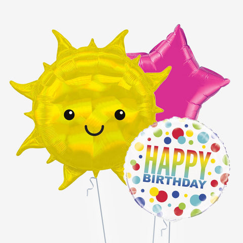 Sunshine Dotted Rainbow Birthday Balloons