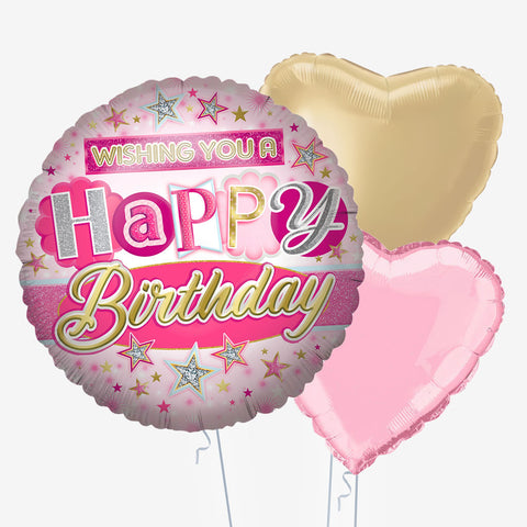 Pink Happy Birthday Jumbo Balloons | Box Balloons | Next-Day Balloon Delivery