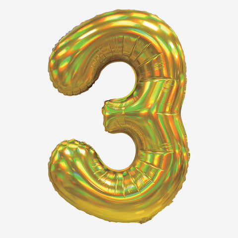 30" Iridescent Gold Number Balloons | Box Balloons | Next-Day Balloon Delivery