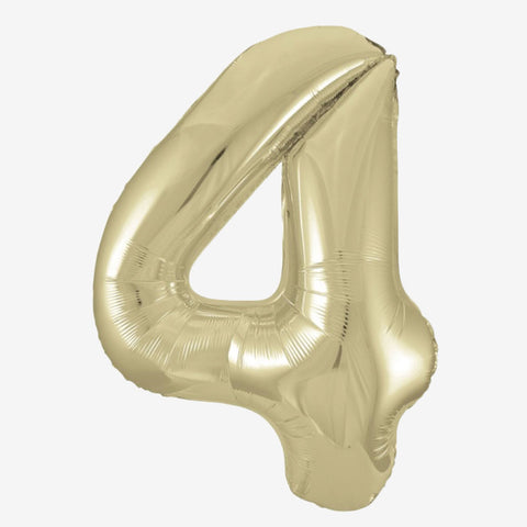34" White Gold Number Balloons