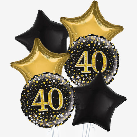Black & Gold Age Balloons - Box Balloons