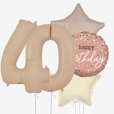 Satin Cream Stars & Number Balloons - Box Balloons