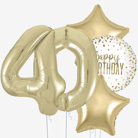 White Gold Birthday & Number Balloons | Box Balloons | Next-Day Balloon Delivery