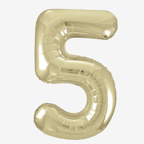 34" White Gold Number Balloons