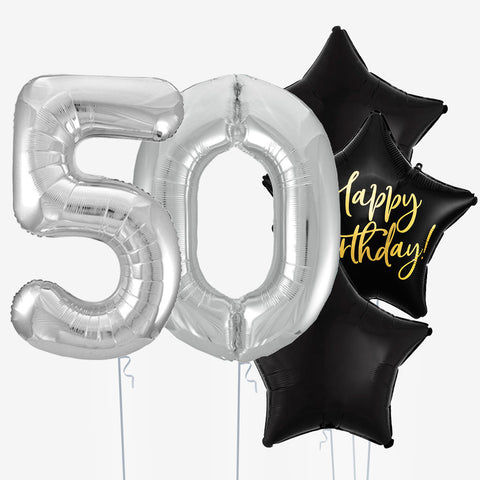 Midnight Star & Number Balloons - Box Balloons