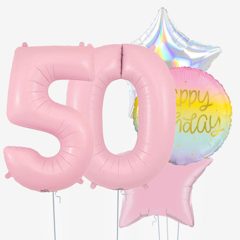 Pastel Pink Birthday Number Balloons - Box Balloons