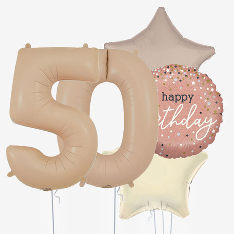 Satin Cream Stars & Number Balloons - Box Balloons