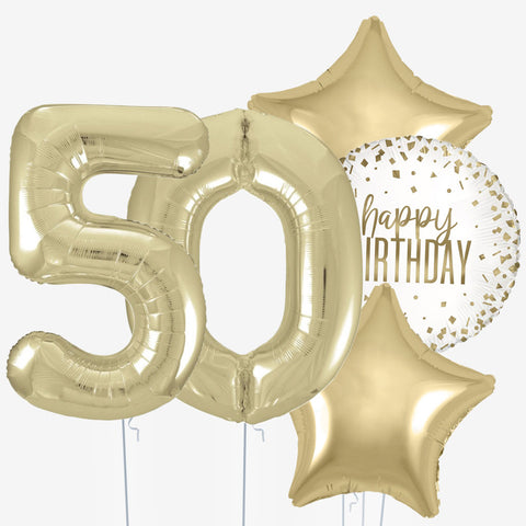 White Gold Birthday & Number Balloons | Box Balloons | Next-Day Balloon Delivery