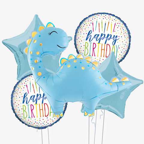 Cute Blue Dinosaur Birthday Balloons | Box Balloons | Next-Day Balloon Delivery