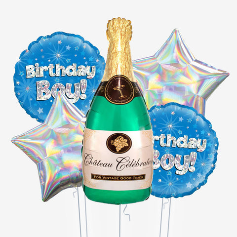Birthday Boy Champagne Balloons - Box Balloons